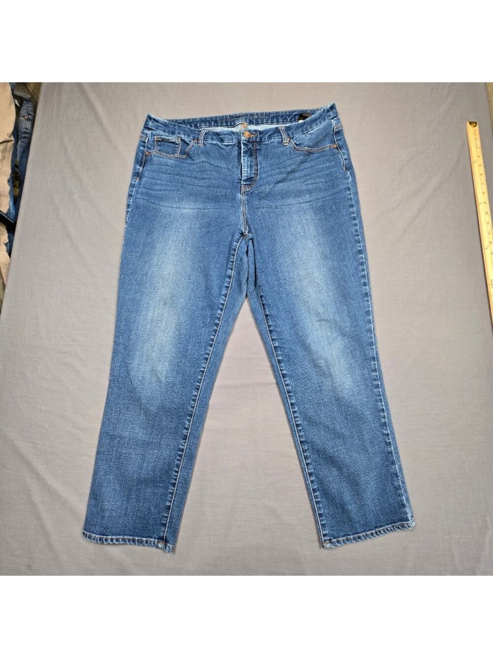 Chicos 2.5 Size 14 Girlfriend Ankle So Slimming Jeans Blue Cotton Blend Mid-Rise